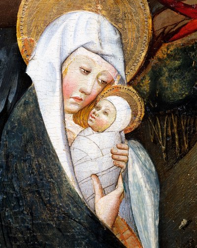 Mary and Child, detail from Flight into Egypt, altarpiece from Verdu by Jaume Ferrer