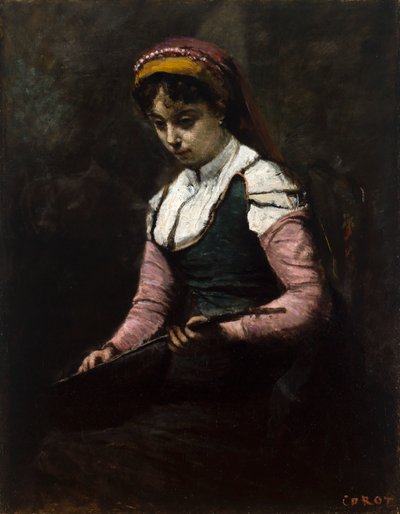 Girl with Mandolin by Jean-Baptiste-Camille Corot