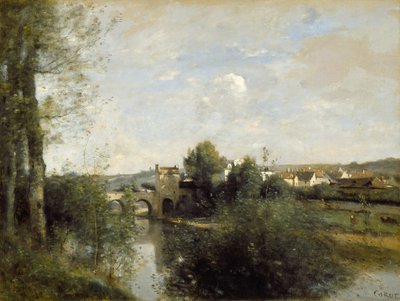 Seine and Old Bridge at Limay by Jean-Baptiste-Camille Corot