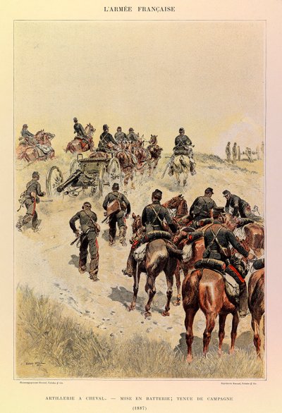 Types and uniforms of the French Army of Captain Jules Richard, illustrated by Edouard Detaille (1848-1912): Artillery on horseback; Batteries; Field dress in 1887 by Jean Baptiste Edouard Detaille