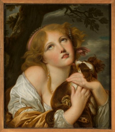 Girl with a Dog in Her Arms by Jean-Baptiste Greuze