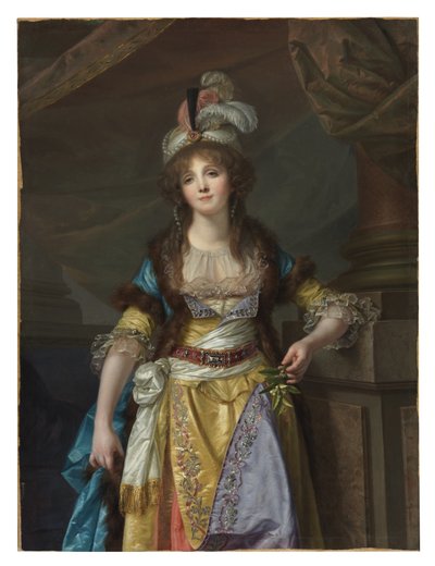 Portrait of a Lady in Turkish Fancy Dress by Jean-Baptiste Greuze