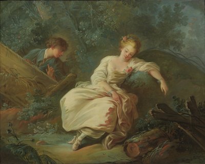 Young Couple in a Landscape by Jean-Baptiste Huet