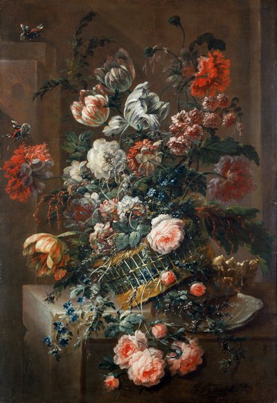 Flower Piece with Variegated Tulips by Jean Baptiste Morel
