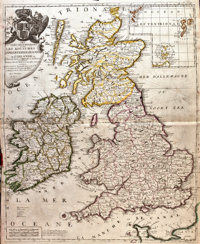 Map of the kingdoms of England, Scotland and Ireland by Jean Baptiste Nolin