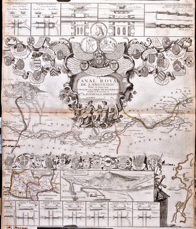 Project for the construction of a channel of communication between the Atlantic ocean and the Mediterranean sea, inclusive part approximately between Pexiora and Ouveillan; in the region of Languedoc-Roussillon, France by Jean Baptiste Nolin