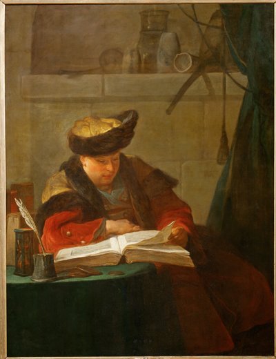 A chemist in his laboratory by Jean-Baptiste Simeon Chardin