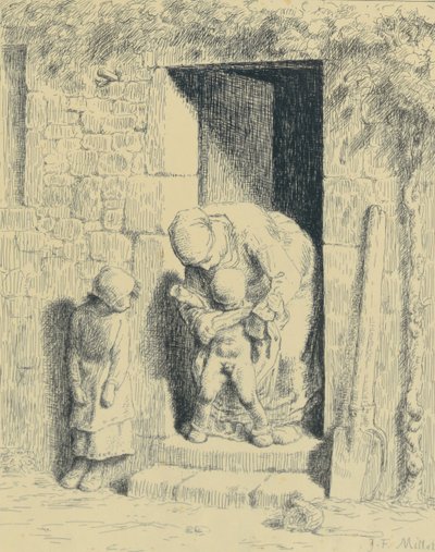 Maternal Precaution by Jean-Francois Millet