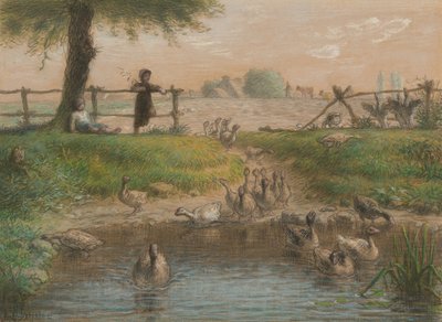 Peasant Children at Goose Pond by Jean-Francois Millet