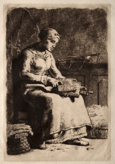 Woman Carding by Jean-Francois Millet