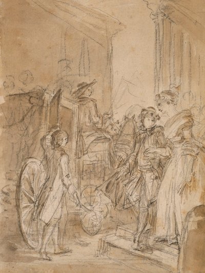The Departure by Coach by Jean-Honore Fragonard