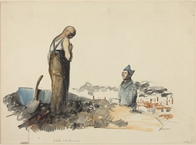 a) Poilu and Prisoner (recto); b) Study of Prisoner (verso) by Jean-Louis Forain