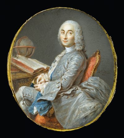 Miniature Portrait of César François Cassini de Thury by Jean-Marc Nattier