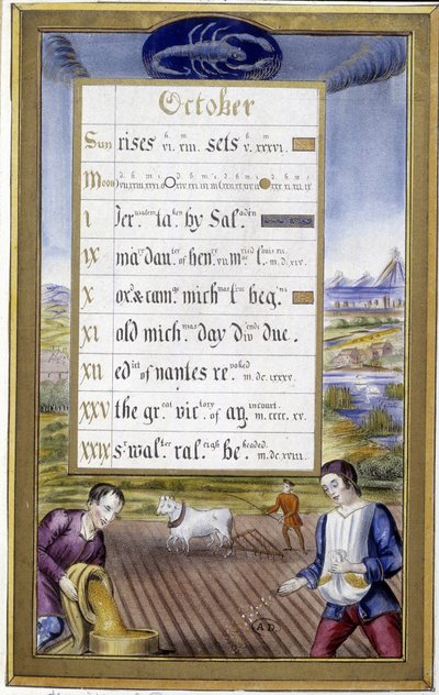 October: ploughing and sowing, sign of the Scorpion - in 