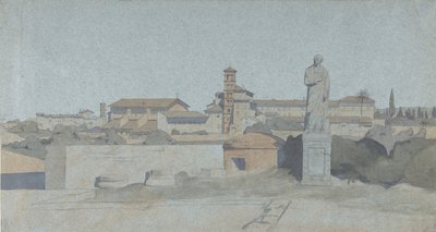 SS. Giovanni e Paolo, seen from the Villa Mattei, Rome by Jean Achille Benouville