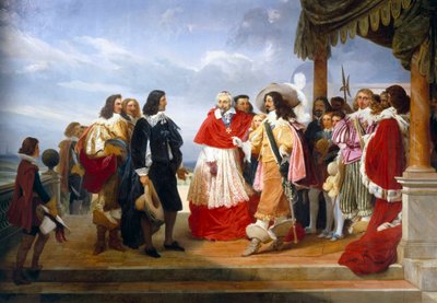 Nicolas Poussin French Painter Arriving from Rome is Presented to Louis XIII King of France by Cardinal Richelieu (detail) by Jean Alaux