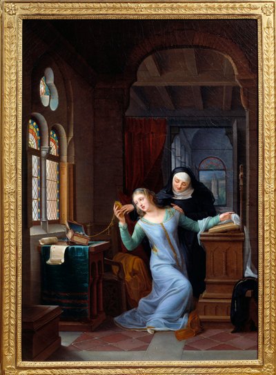 Heloise embracing monastic life by Jean Antoine Laurent