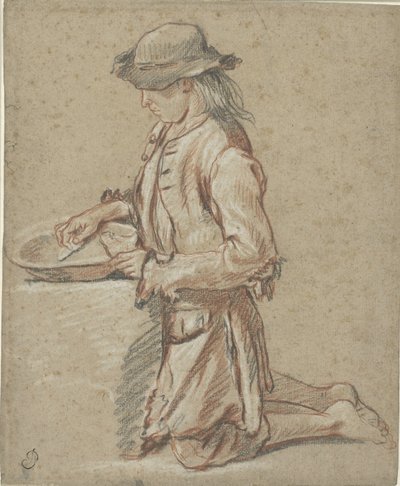 Boy with Felt Hat by a Tub by Jean Antoine Watteau (rejected attribution)