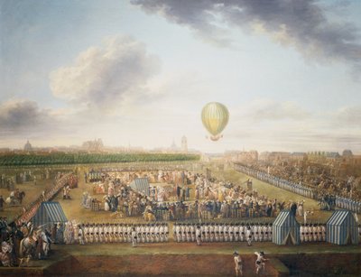 14th Experience of Jean-Pierre Blanchard and Chevalier Lepinard with Hot Air Balloon, Lille, August 26 by Jean Antoine Watteau