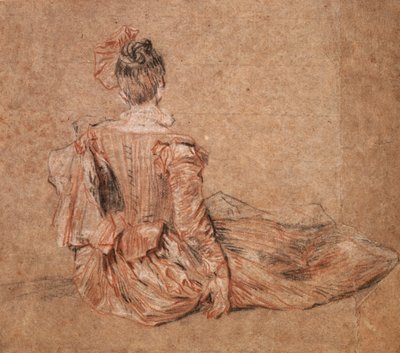 Study of a woman seen from the back by Jean-Antoine Watteau by Jean Antoine Watteau