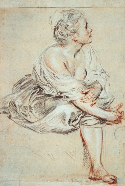 Woman sitting and turned towards the right, c. 1716 by Jean Antoine Watteau