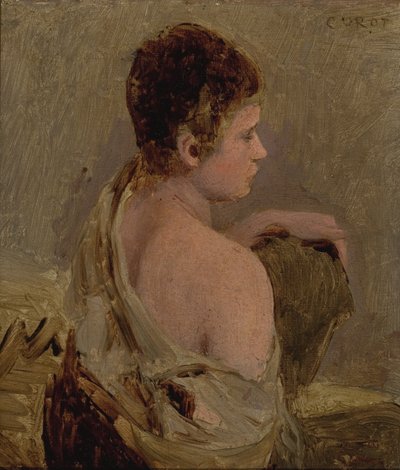Young Man with Naked Shoulder by Jean-Baptiste-Camille Corot