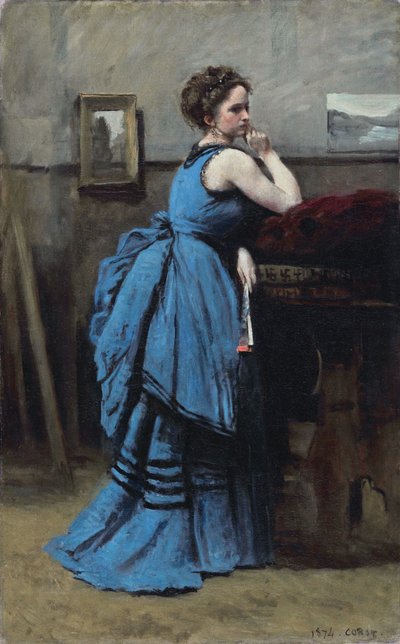 Lady in Blue by Jean-Baptiste-Camille Corot
