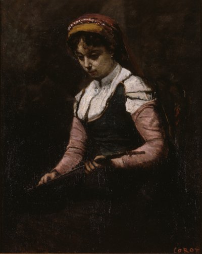 Girl with Mandolin by Jean-Baptiste-Camille Corot