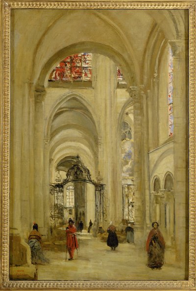 The Cathedral of Sens, Interior View by Jean-Baptiste-Camille Corot