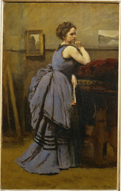 Lady in Blue by Jean-Baptiste-Camille Corot