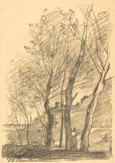 Reading Beneath the Trees by Jean Baptiste Camille Corot