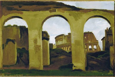 The Colosseum, seen across the Arcades of the Basilica Saint Constantin, Rome by Jean-Baptiste-Camille Corot