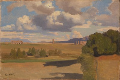 The Roman Campagna, with the Claudian Aqueduct by Jean Baptiste Camille Corot