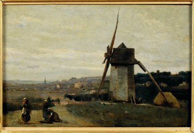 A windmill, Etretat by Jean-Baptiste-Camille Corot
