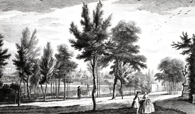A View of the Elysian Fields from the Spring of Helicon, Stowe House Gardens, engraved by George Bickham, 1753 by Jean Baptiste Claude Chatelain