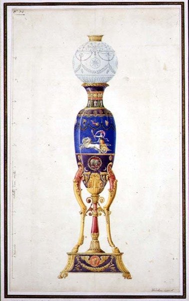 Design for a Porcelain Lamp by Jean Baptiste Dedeban