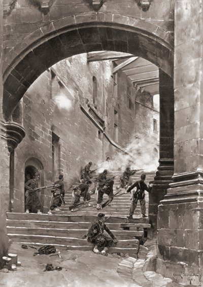 French Soldiers in Combat, Franco-Prussian War by Jean Baptiste Edouard (after) Detaille