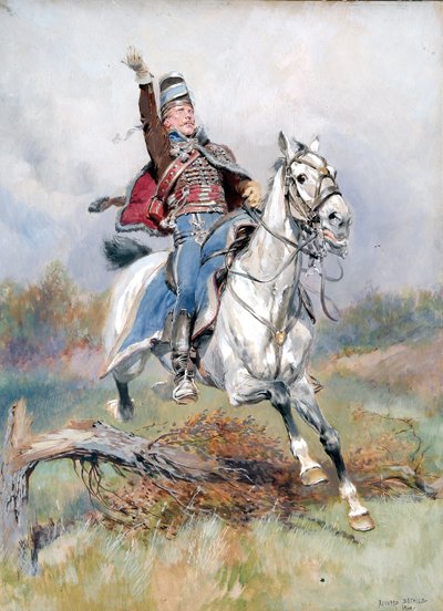 A French Cavalryman on Horseback by Jean Baptiste Edouard Detaille
