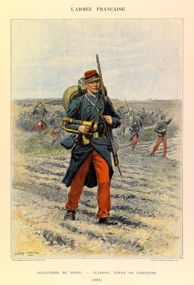 Types and Uniforms of the French Army: Line Infantry; Bugler in Field Dress in 1885 by Jean Baptiste Edouard Detaille