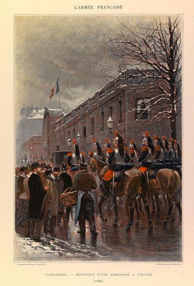 Types and Uniforms of the French Army by Captain Jules Richard, Illustrated by Edouard Detaille: Cuirassiers: Reception of an Embassy at the Elysee in 1886 by Jean Baptiste Edouard Detaille