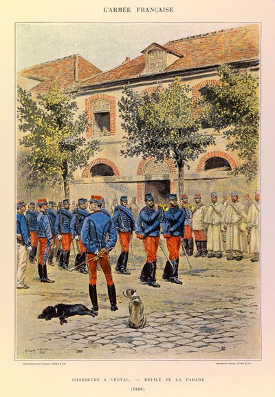 Types and Uniforms of the French Army of Captain Jules Richard, Illustrated by Edouard Detaille: Hunters on Horseback; Parade in 1886 by Jean Baptiste Edouard Detaille