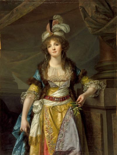 Portrait of a Lady in Turkish Fancy Dress by Jean Baptiste Greuze