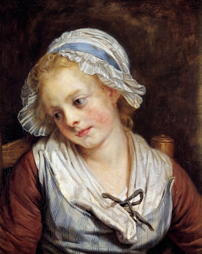 Portrait of a Maiden. Painting by Jean-Baptiste Greuze (1765). Conde Museum, Chantilly, France by Jean Baptiste Greuze