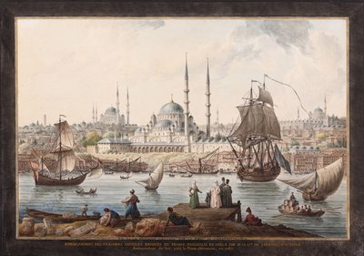 The Yeni Cami and the Port of Istanbul by Jean Baptiste Hilair