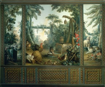 Two Doves Pecking in a Landscape by Jean-Baptiste Huet