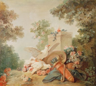 Salon of the Print-maker Gilles Demarteau, Above the Door: Doves, a Quiver and a Straw Hat by Jean Baptiste Huet