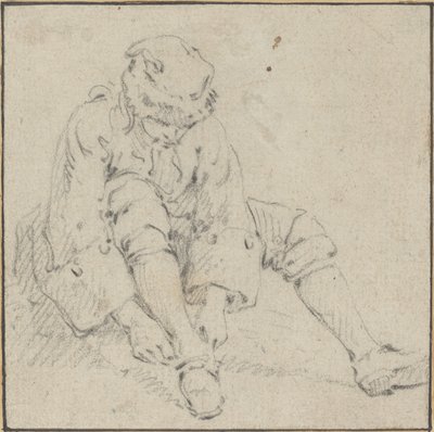 Man Pulling on His Shoe by Jean Baptiste Le Prince