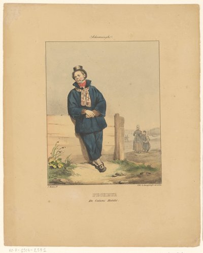 Pipe-Smoking Fisherman in Scheveningen (Scheveninghe, Pecheur en costume habillé, Kostuums van de inwoners van Nederland en België, Costumes du peuple de toutes les provinces des Pays-Bas) by Jean Baptiste Madou