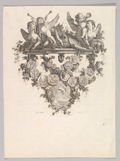 Vignette with Sphinxes and Putti, 1779 by Jean Baptiste Marie Huet