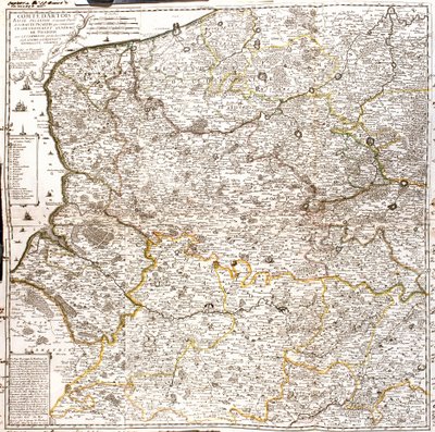 Map of Artois (France) and Flanders (Belgium, Netherlands) (engraving) by Jean Baptiste Nolin